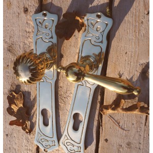 Béquille de porte Art Nouveau en laiton tête de poignée sphérique or